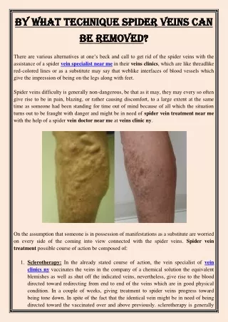 by what technique spider veins can by what
