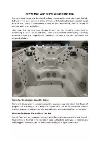 How to Deal With Foamy Water in Hot Tub