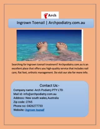 Ingrown Toenail  Archpodiatry.com.au
