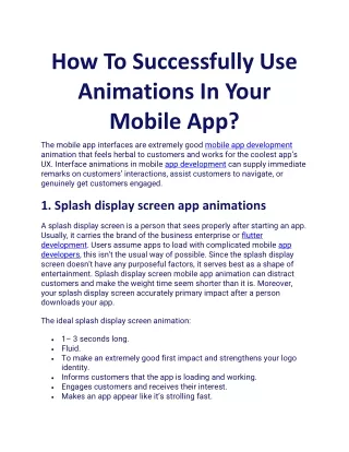 how to successfully use animations in your mobile