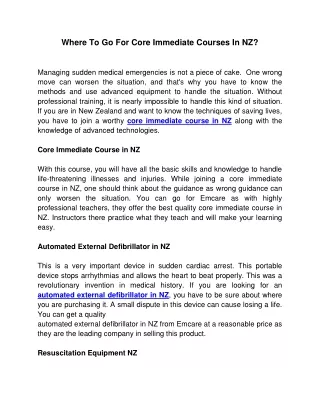 where to go for core immediate courses in nz