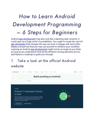 how to learn android development programming