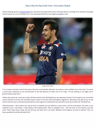 there was no dip in my form yuzvendra chahal