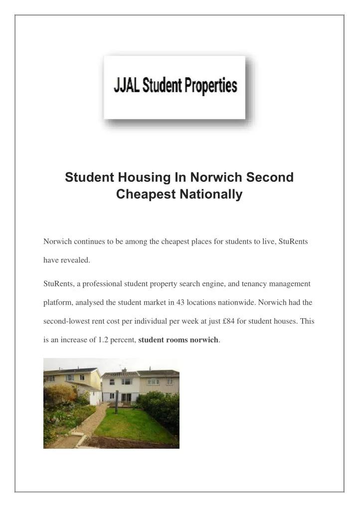 student housing in norwich second cheapest