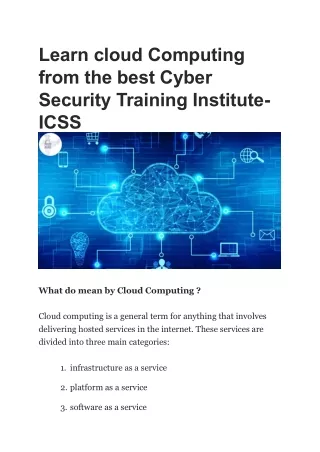 Learn cloud Computing from the best Cyber Security Training Institute