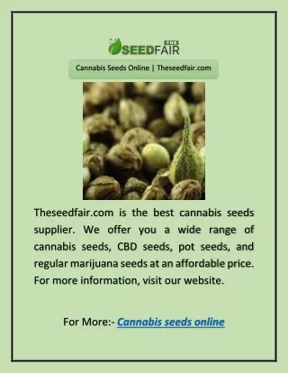 Cannabis Seeds Online | Theseedfair.com