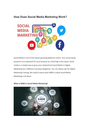 Social Media Marketing - SMM and It's working
