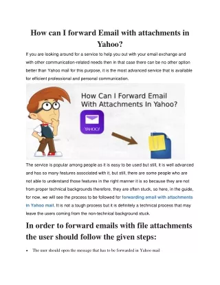 how can i forward email with attachments in yahoo
