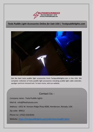 Tesla Puddle Light Accessories Online for Sale USA | Teslapuddlelights.com