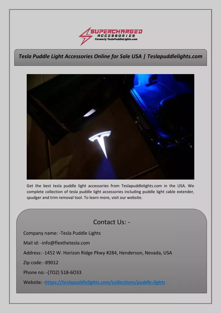 tesla puddle light accessories online for sale