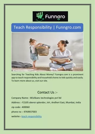 Teach Responsibility | Funngro.com