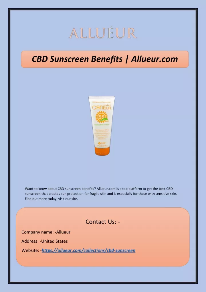 cbd sunscreen benefits allueur com