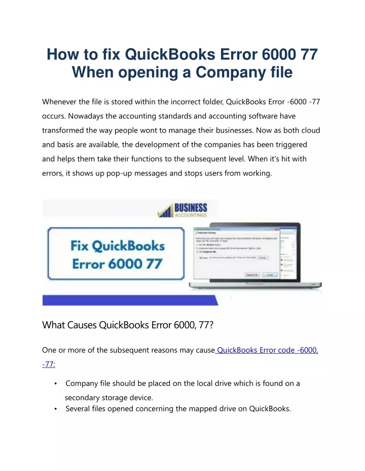 how to fix quickbooks error 6000 77 when opening