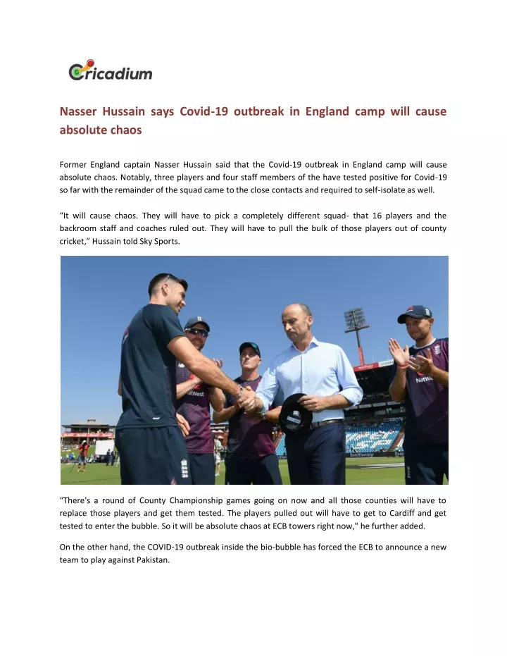 nasser hussain says covid 19 outbreak in england