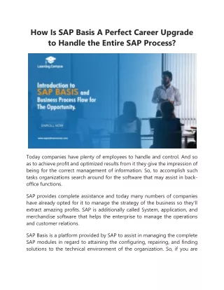 How Is SAP Basis A Perfect Career Upgrade to Handle the Entire SAP Process?