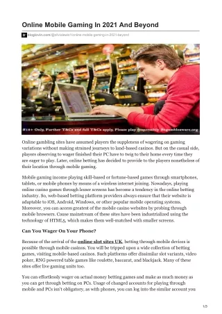 online mobile gaming in 2021 and beyond