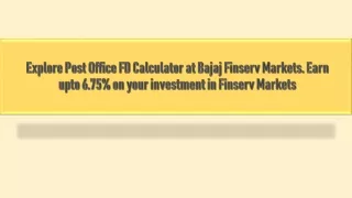 Post Office FD Calculator