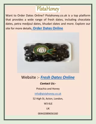 Order Dates Online