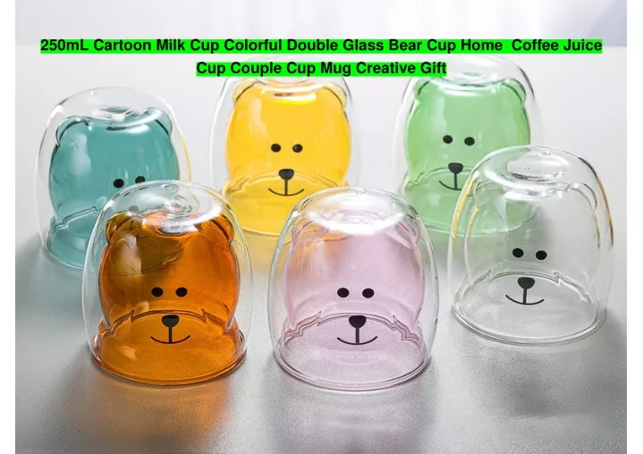 250ml cartoon milk cup colorful double glass bear
