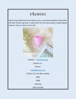 Menstrual Cup | Ekoroo.com