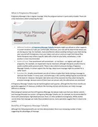 Pregnancy Massage Tukwila