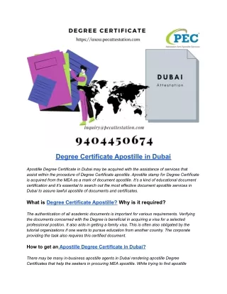 Degree Certificate Apostille in Dubai