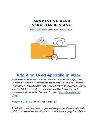 Adoption Deed Apostille in Vizag