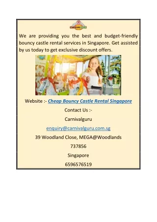 Cheap Bouncy Castle Rental Singapore | Carnivalguru.com.sg