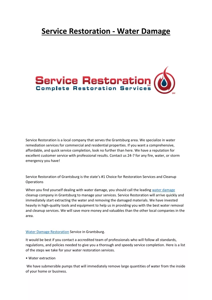 service restoration water damage