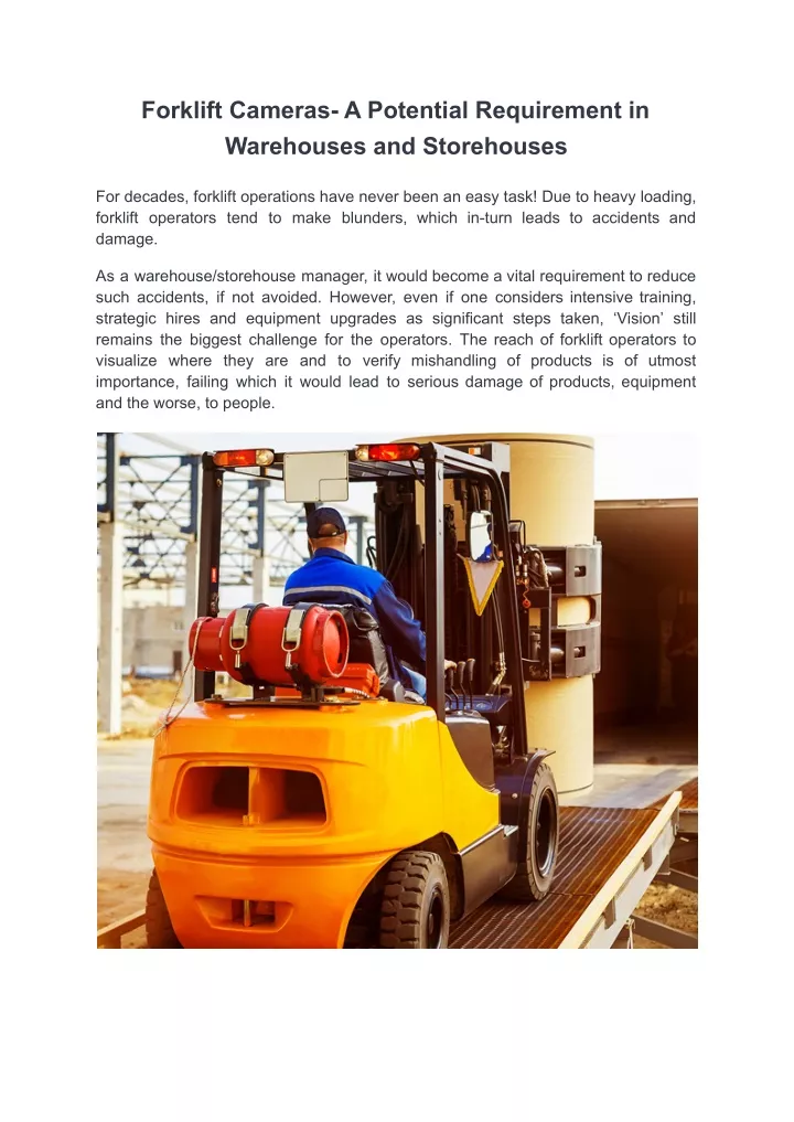 forklift cameras a potential requirement