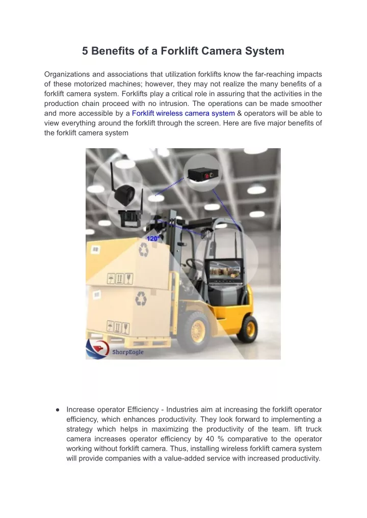 5 benefits of a forklift camera system