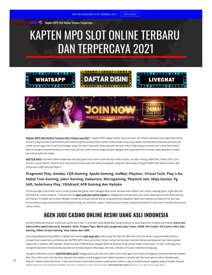 daftar akun mpo slot terbaru 2021