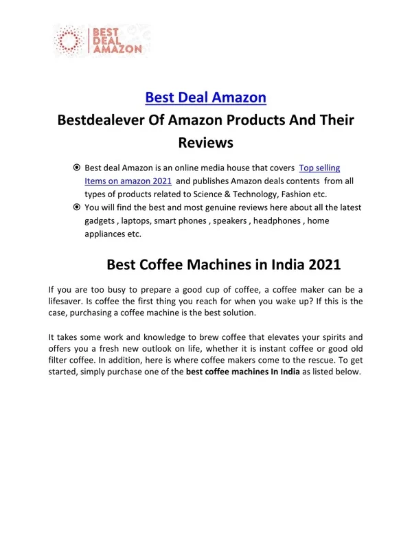 Best Coffee Machines In India 2021|bestdealever