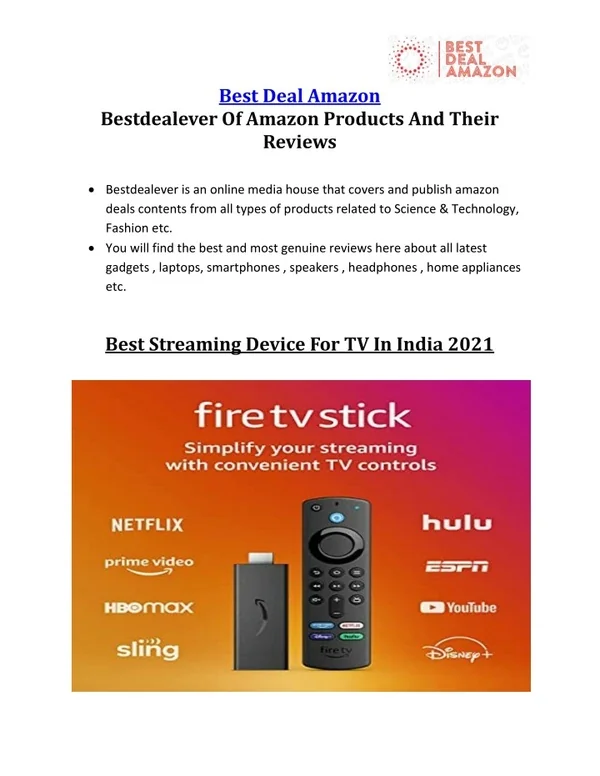 Best Streaming Device For TV In India 2021|bestdealever