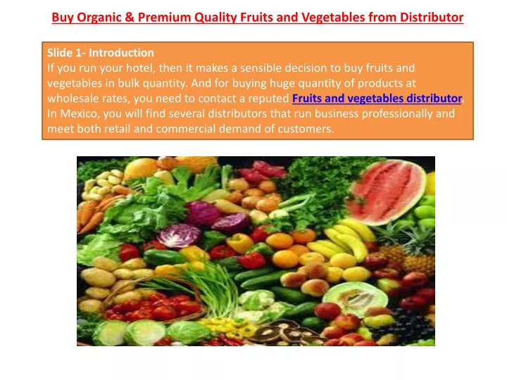 buy organic premium quality fruits and vegetables from distributor