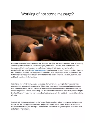 Working of hot stone massage