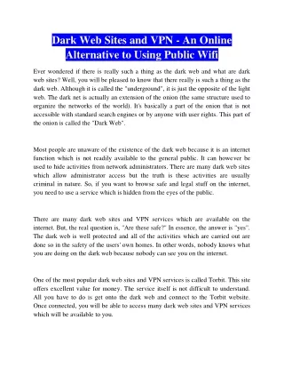dark web sites and vpn an online alternative