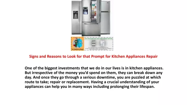 signs and reasons to look for that prompt for kitchen appliances repair