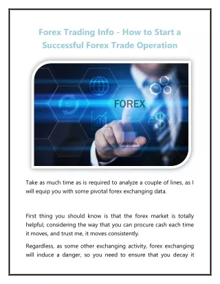 forex trading info how to start a successful