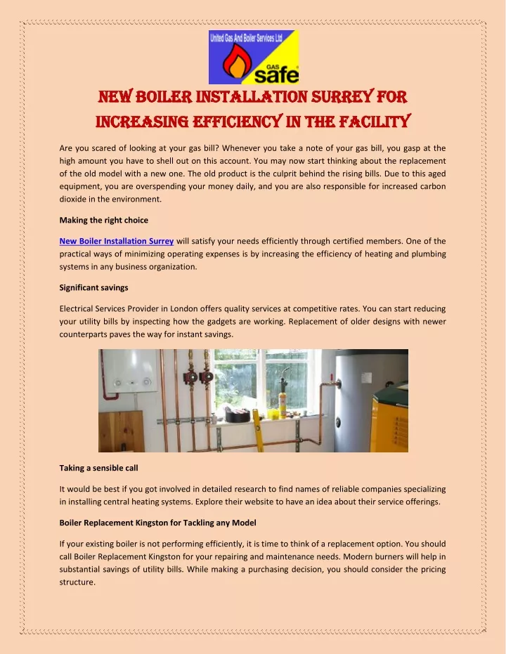 new boiler installation surrey for new boiler