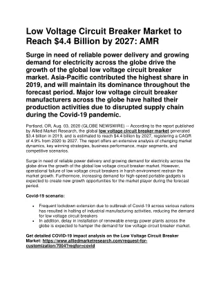 low voltage circuit breaker market to reach