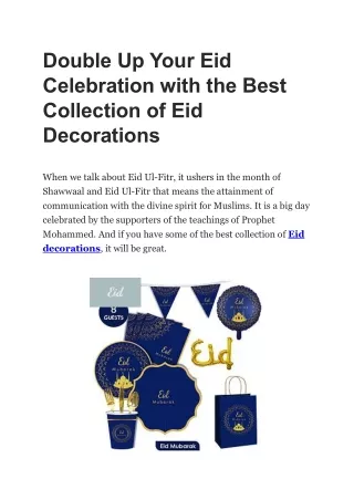 Double Up Your Eid Celebration with the Best Collection of Eid Decorations