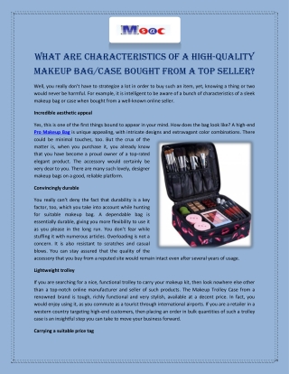 What are Characteristics of a High-quality Makeup Bagcase Bought from a Top Seller