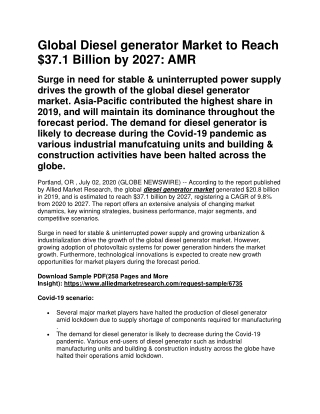 global diesel generator market to reach
