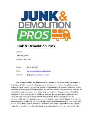 Junk & Demolition Pros