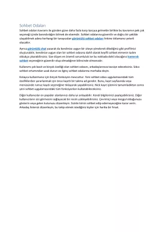 sohbet odalar sohbet odalar kavram ile g nden
