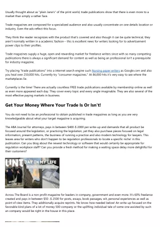 Trade Writing - for  Cash money! in 21st Century