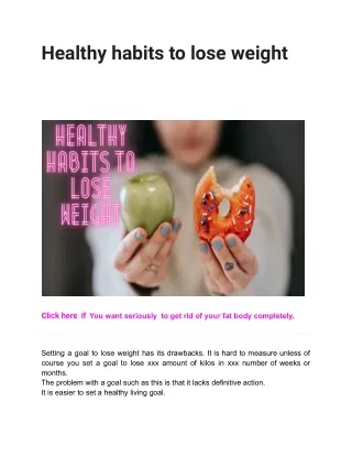 Healthy habits to lose weight