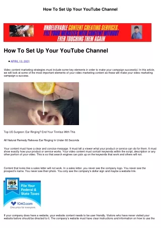 How To Set Up Your YouTube Channel
