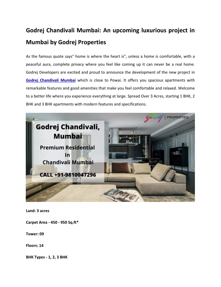 godrej chandivali mumbai an upcoming luxurious